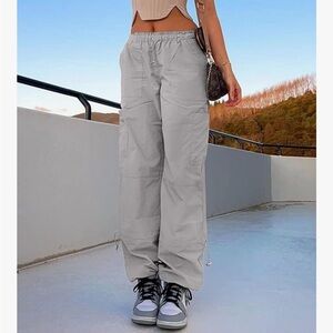 ECHOINE grey high waist baggy cargo pants